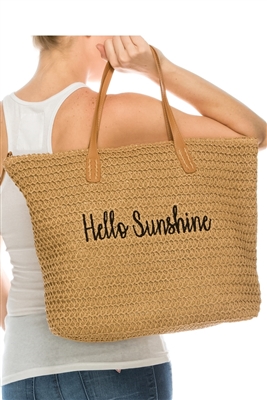 packable straw beach bag