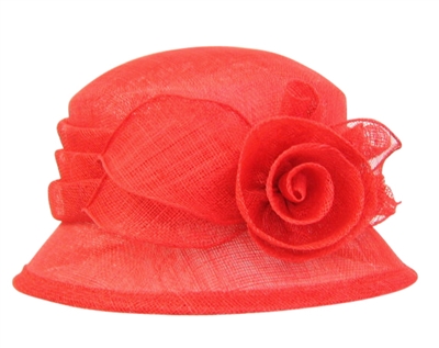 wholesale church hats red sinamay bucket hat flower